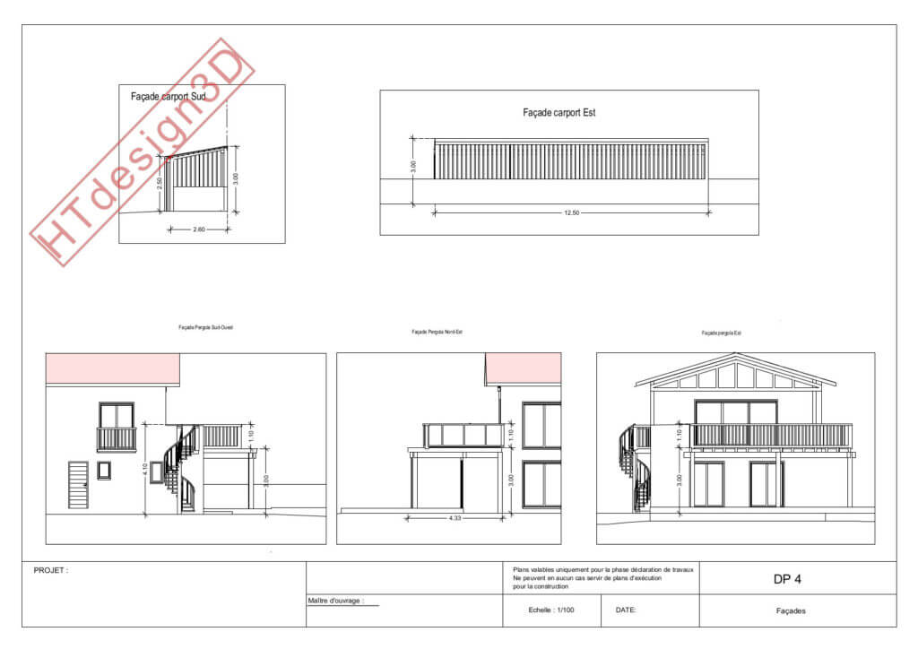 Plans des façades DP4 déclaration préalable – Projet au Pays Basque